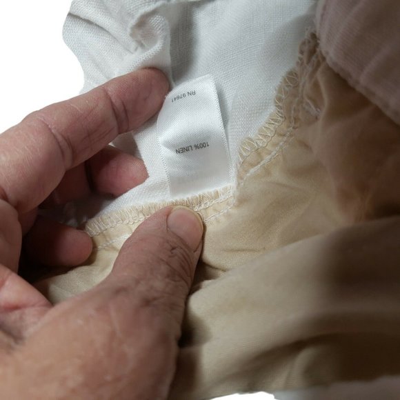 J. Jill Women's Size L Wide Leg Beach Comber 100% Linen Pants White Pockets - Picture 4 of 9